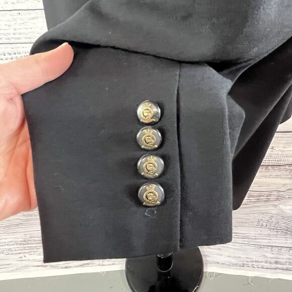 Lauren Ralph Lauren Blazer Jacket Plus sz 22W Black Wool Equestrian Polo Pockets - Picture 7 of 9